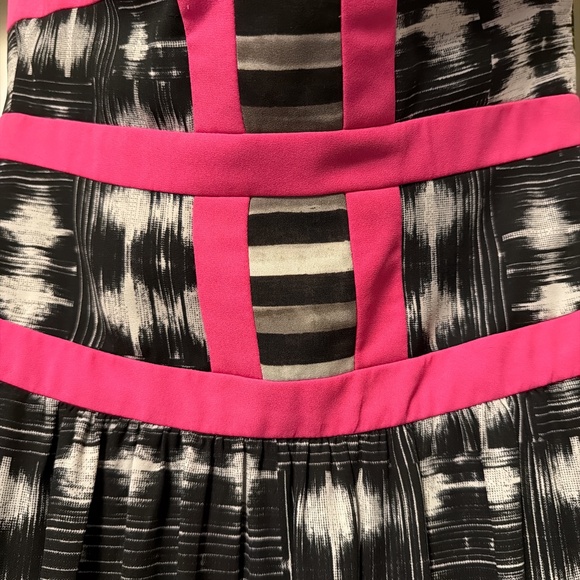 BCBG Max Azria Gracely Maxi Cocktail Dress Strapless Black White Size 4 - Picture 5 of 5